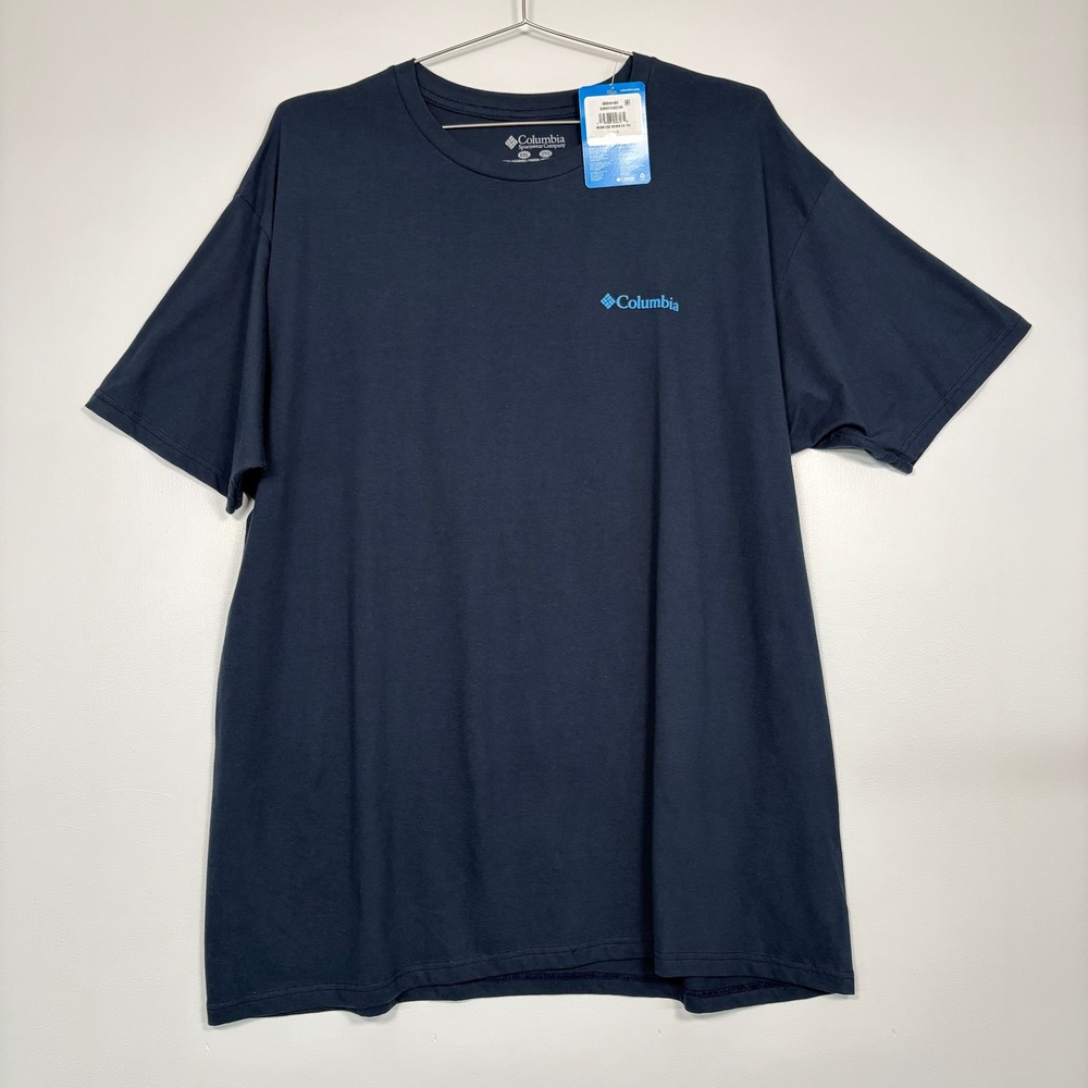 Columbia Mens T-Shirt XXL Navy Blue Great Lakes Always Fresh Graphic Tee NWT